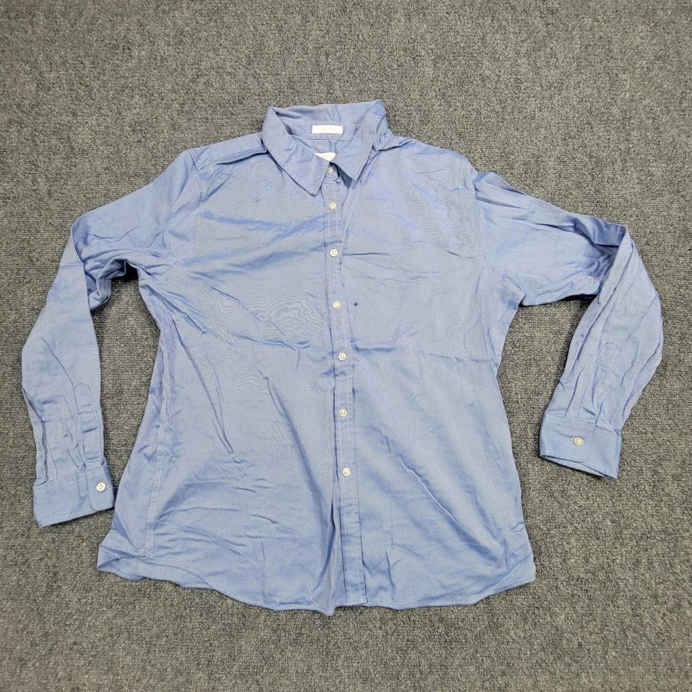 Charter Club Dress Shirt Mens 16 Blue Striped Long Sleeve Button Down Iron Free‎